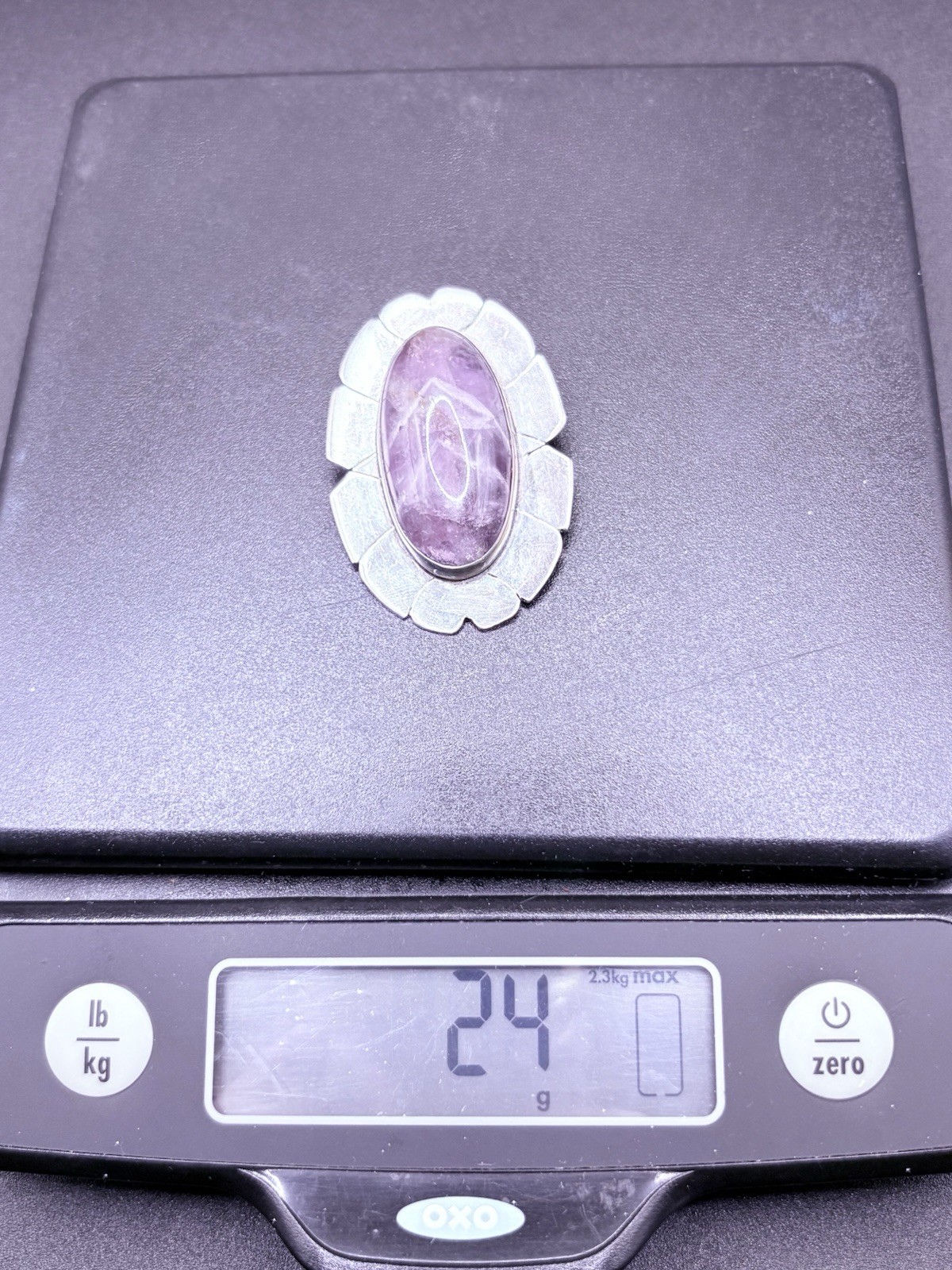 Vintage Taxco Mexico Sterling Silver 925 Amethyst Brooch Pendant Hecho En Mexico