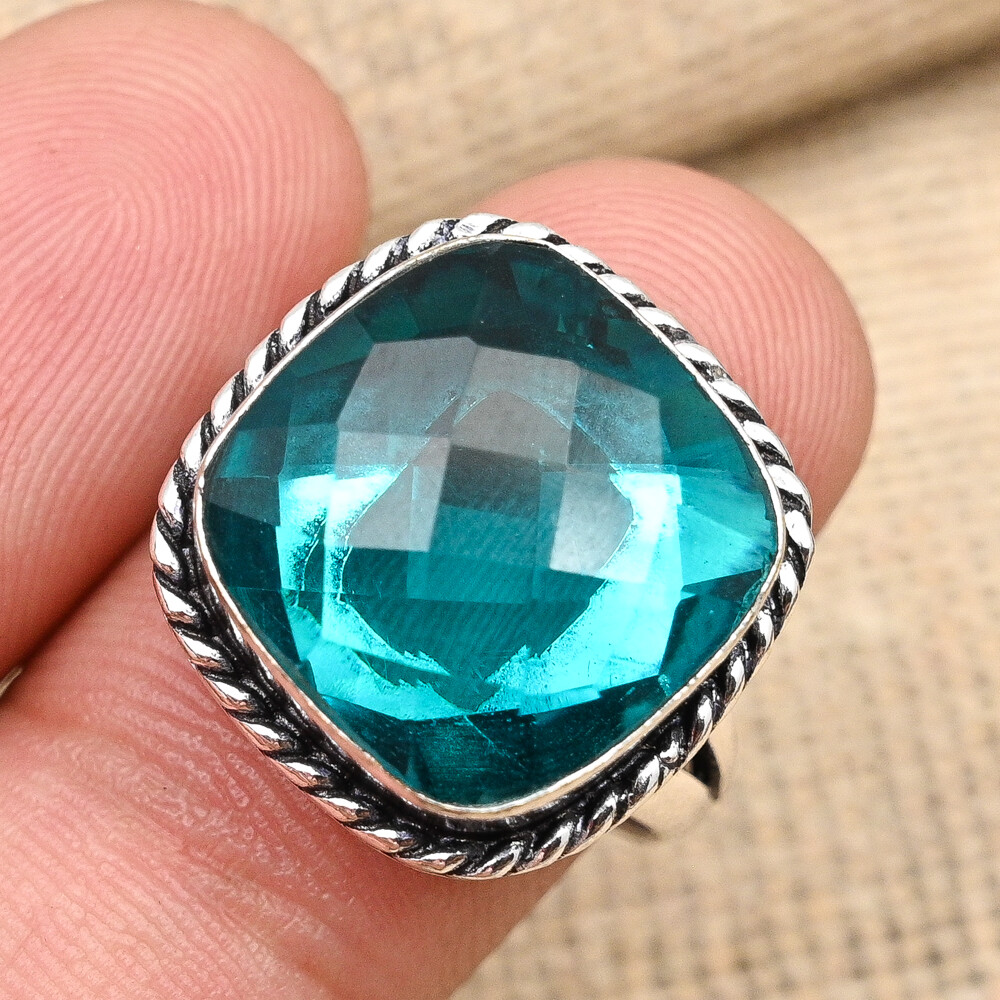 Indicolite Tourmaline Gemstone Handmade 925 Sterling Silver Women Jewelry Ring
