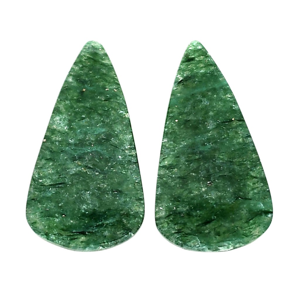 Natural Green Aventurine Pair 14.2×25.5×4 mm Pear Polished Gemstone LS76-04790
