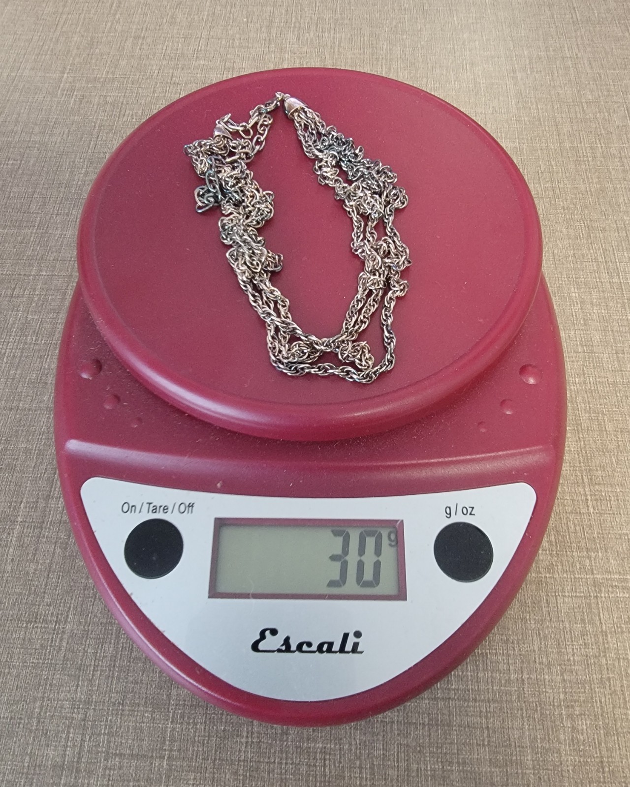999 Pure Silver 3-Strand Layered Rope Chain Necklace 30 Grams Signed Lotus