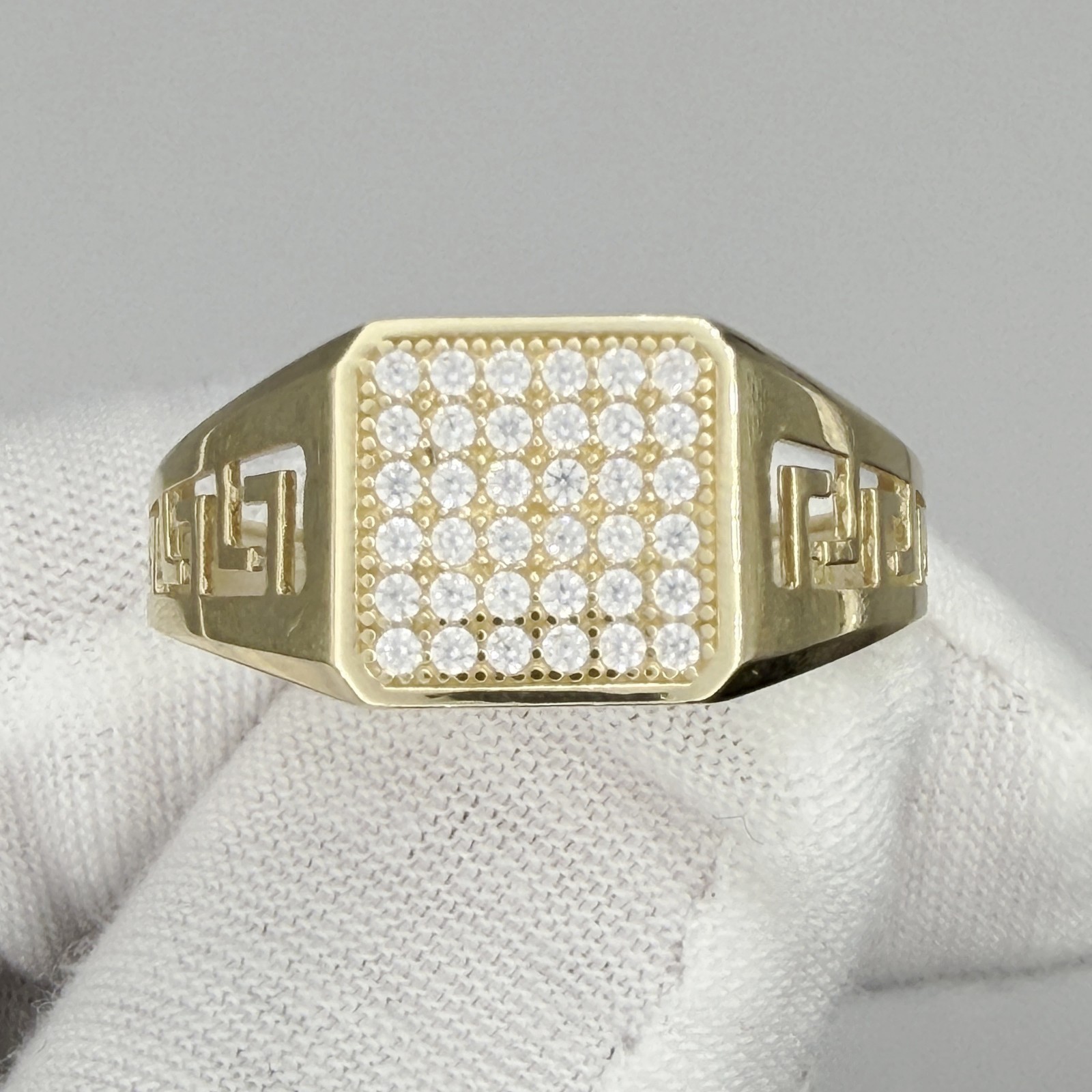 10k Yellow Gold Men Cubic-Zirconia Square Head Ring Jewelry Gift For Him