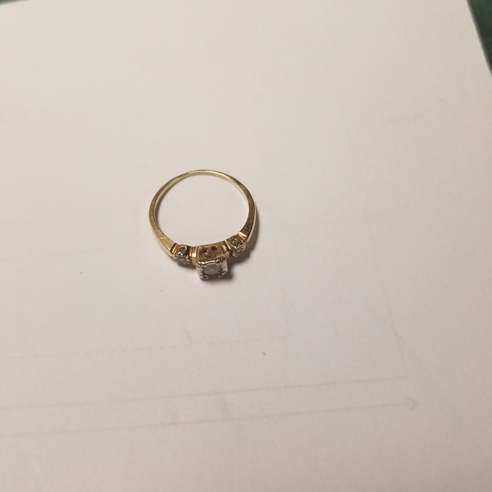 14K yellow gold 0.14ct G/SI round brilliant diamond sz 6.75