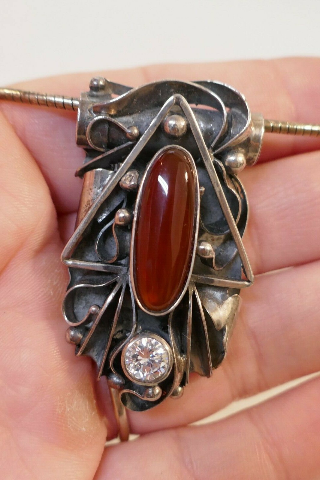 Vintage Studio Handmade Sterling Silver & Carnelian Choker Style Necklace