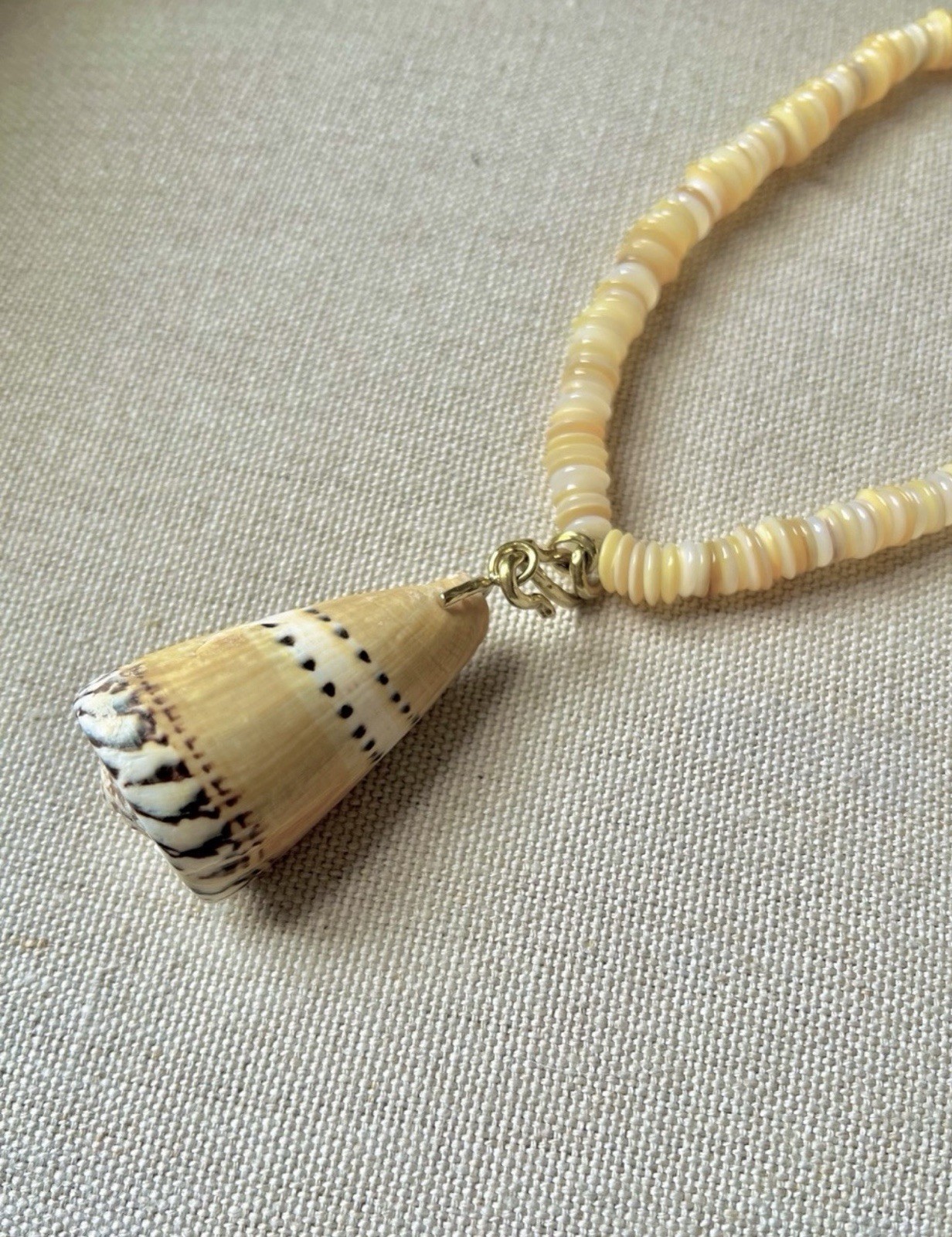 Ulla Johnson Roundel Cone Shell Necklace w/ Brass Clasp