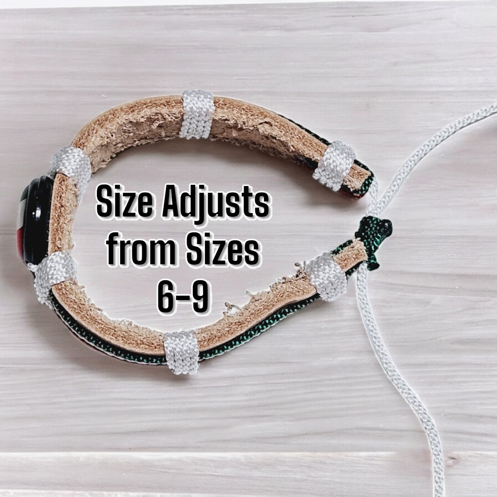 Mexican Flag Colors & Beige Polyurethane Adjustable Bracelet Sz 6-9