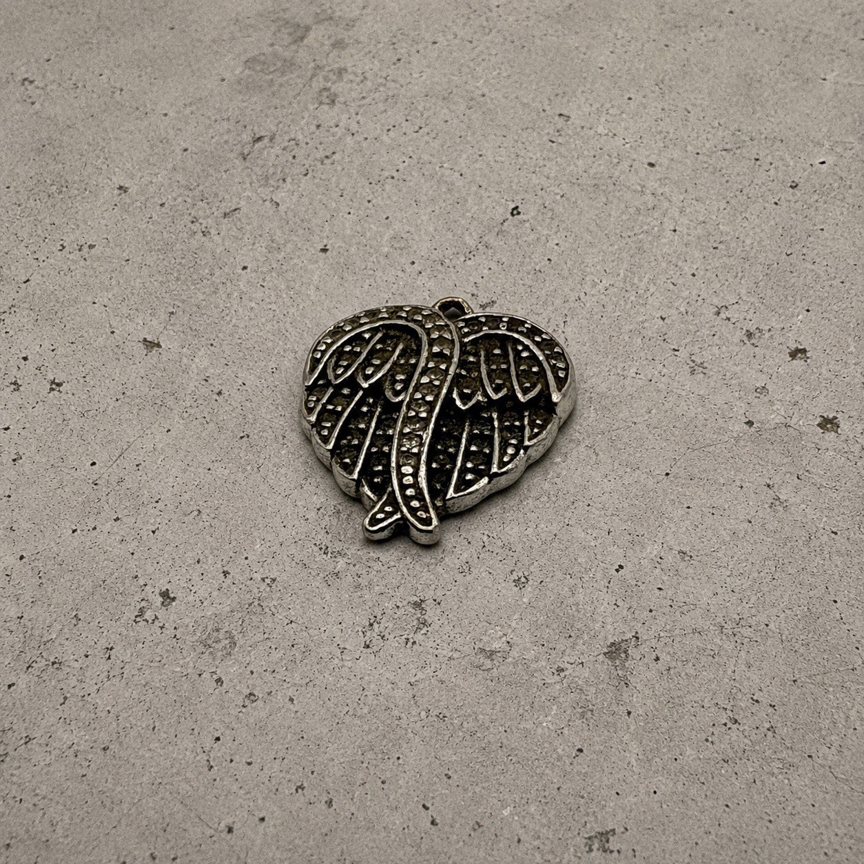 925 Sterling Silver Angel Wings Heart Pendant Charm Vintage China PAJ