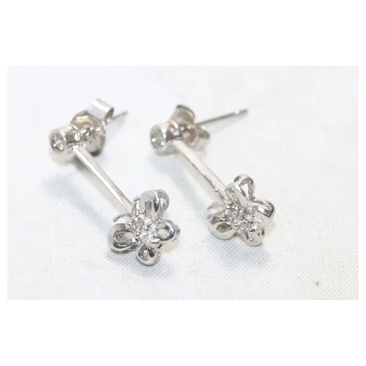 18KT White Gold .14CT Diamond Dangling Butterfly Earrings