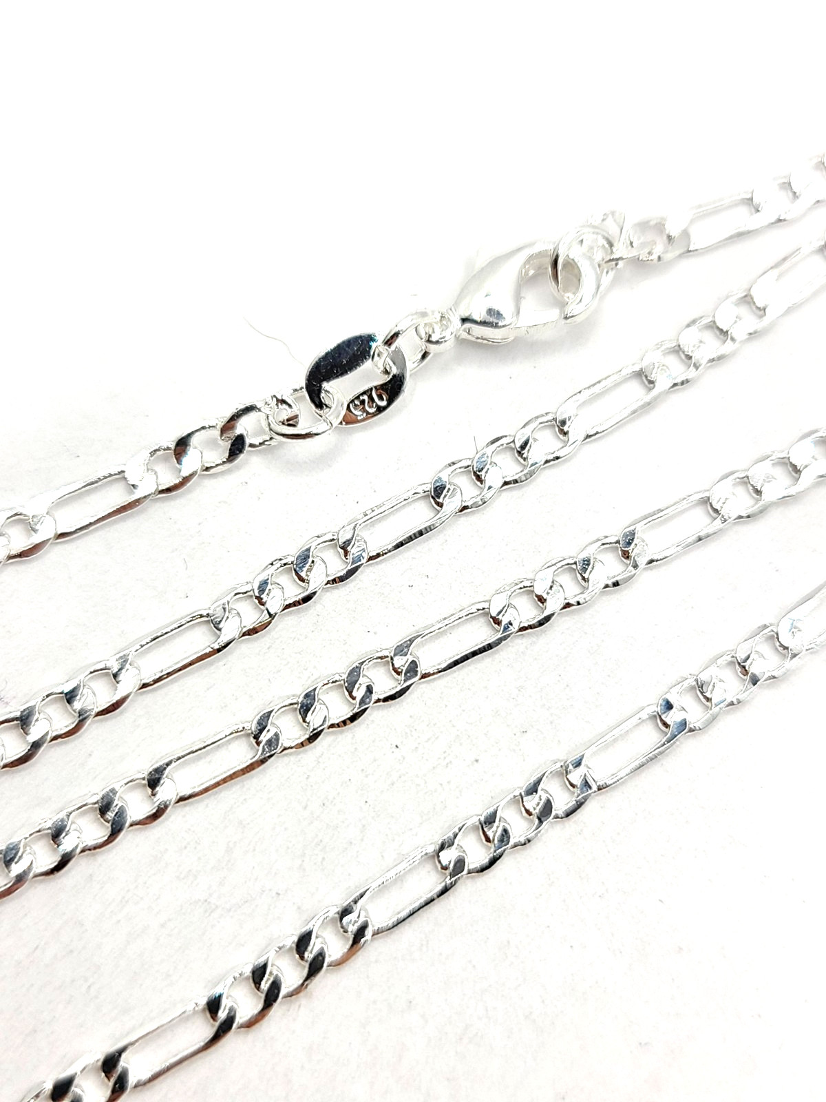 Mens .925 Sterling Silver Flat Figaro Link Chain Necklace 2.5mm – 20 inches