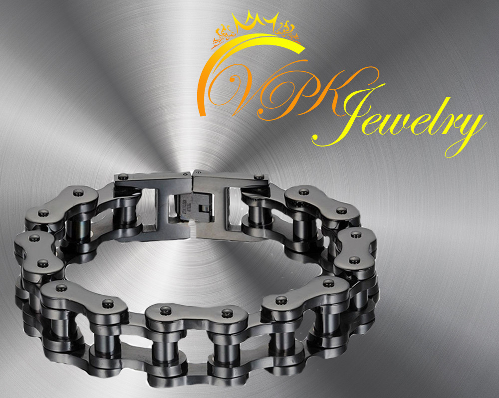 Black or Silver 8” 9″ 10” Stainless Steel Motorcycle Bike Biker Chain Bracelet