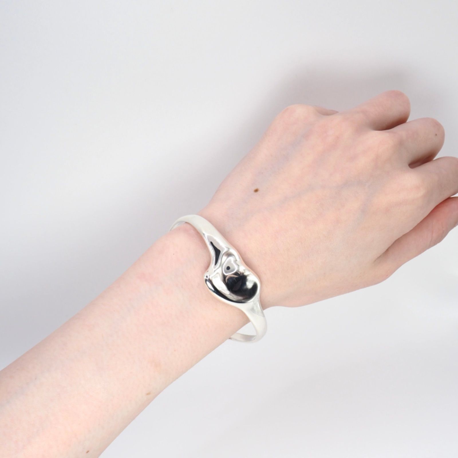 Tiffany & Co Silver 925 Full Heart Cuff Bracelet Elsa Peretti 6.7in 17cm