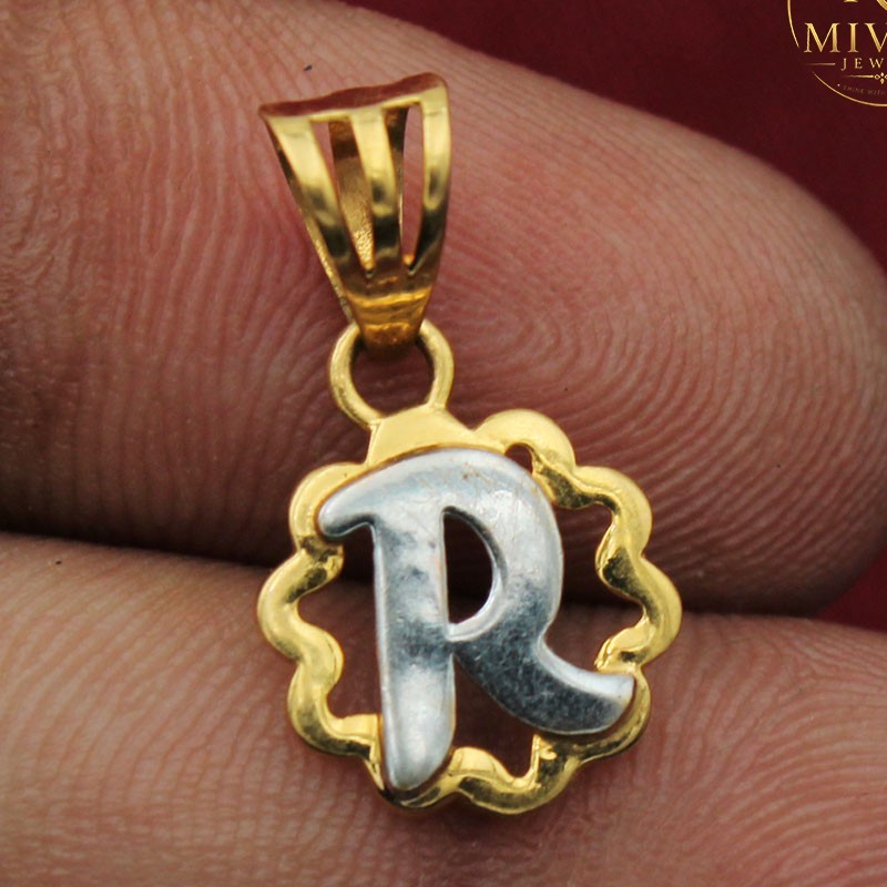 22K Solid Gold Letter R Initial Pendant Alphabet Charm 2.1cm x 1.1cm 1.31g