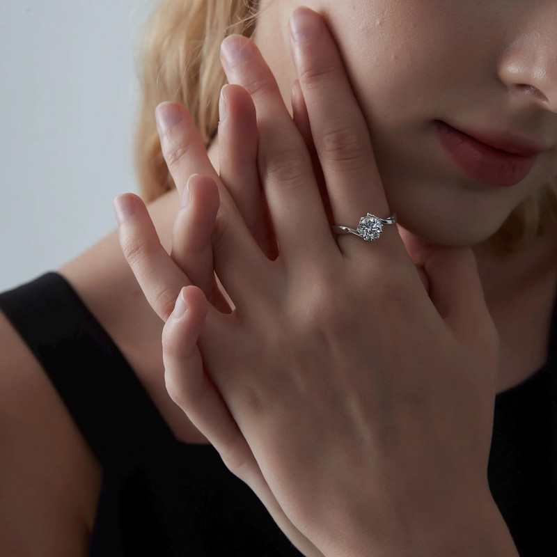Moissanite Snowflake Engagement Ring in 925 Sterling Silver
