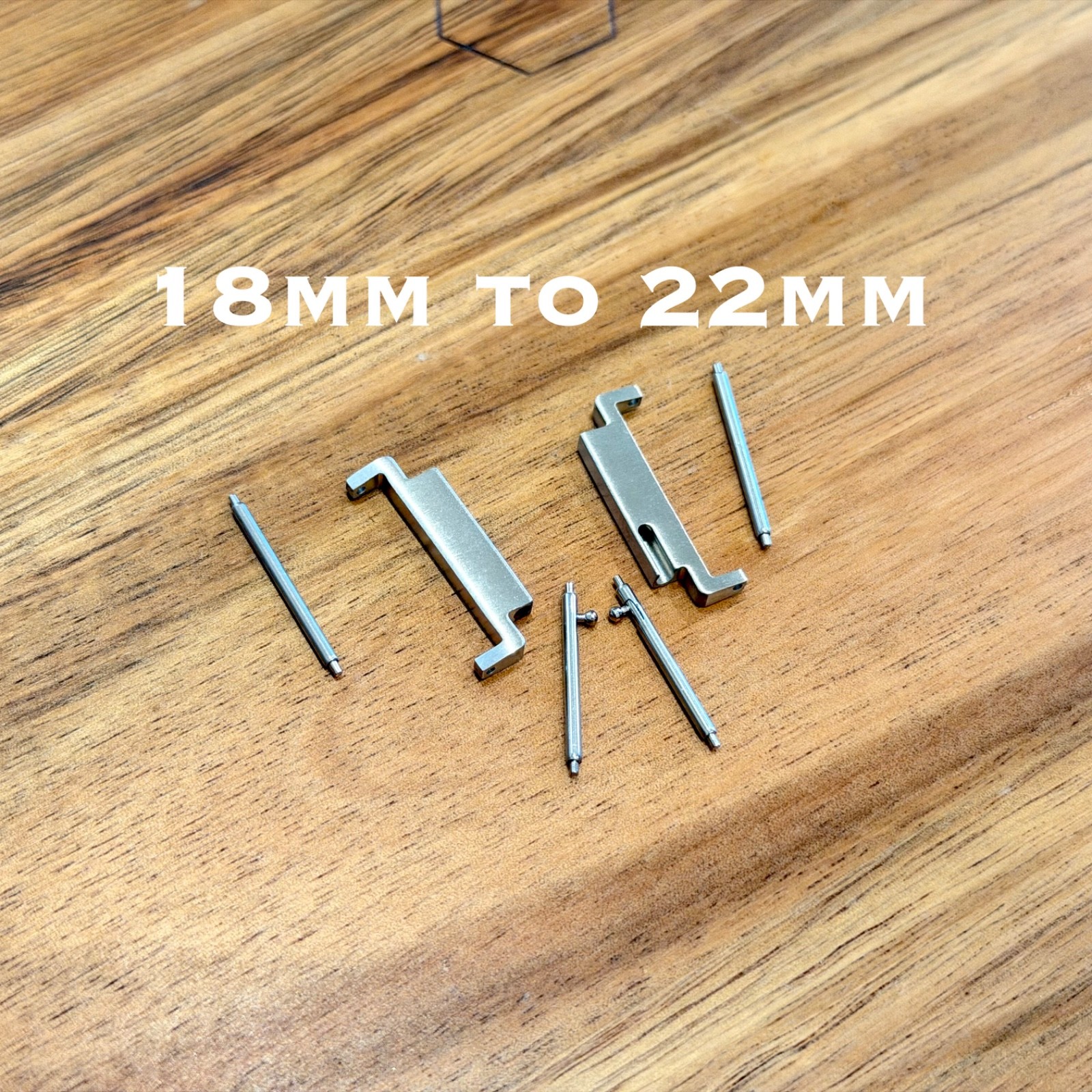 22mm Strap Adapter for 18mm Watch Lugs Quick Release Stainless Steel Brushed Set