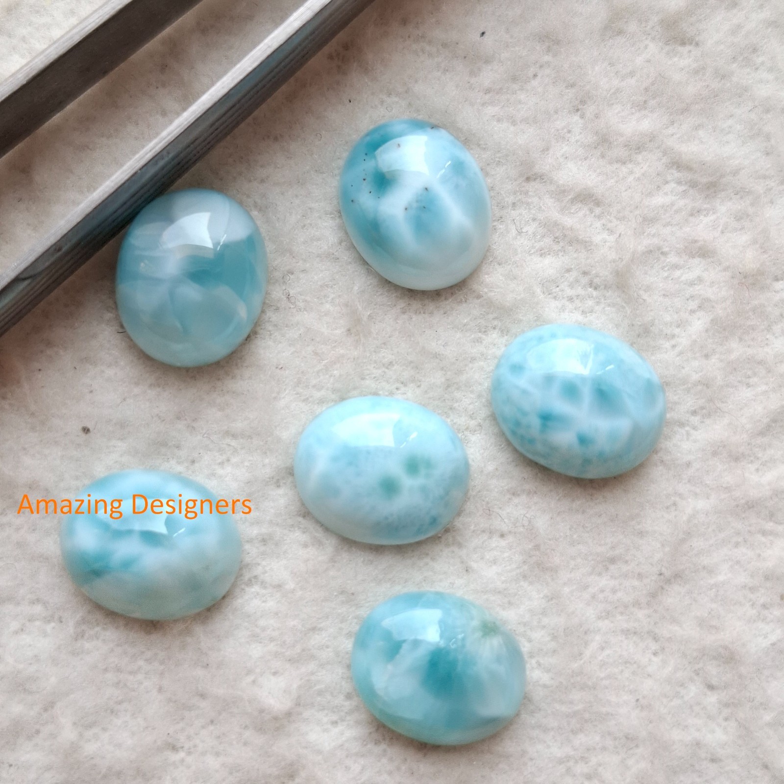 Natural Larimar Oval Cabochon 3x5mm to 12x16mm Loose Gemstone