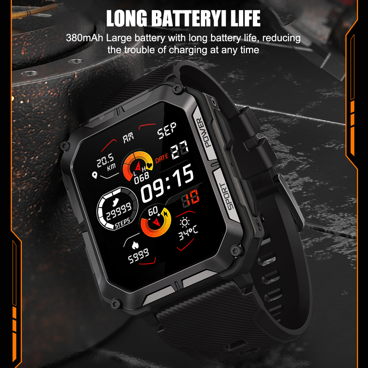 Bluetooth Smart Watch Military Tactical Men Sport Heart Rate Fitness Tracker US