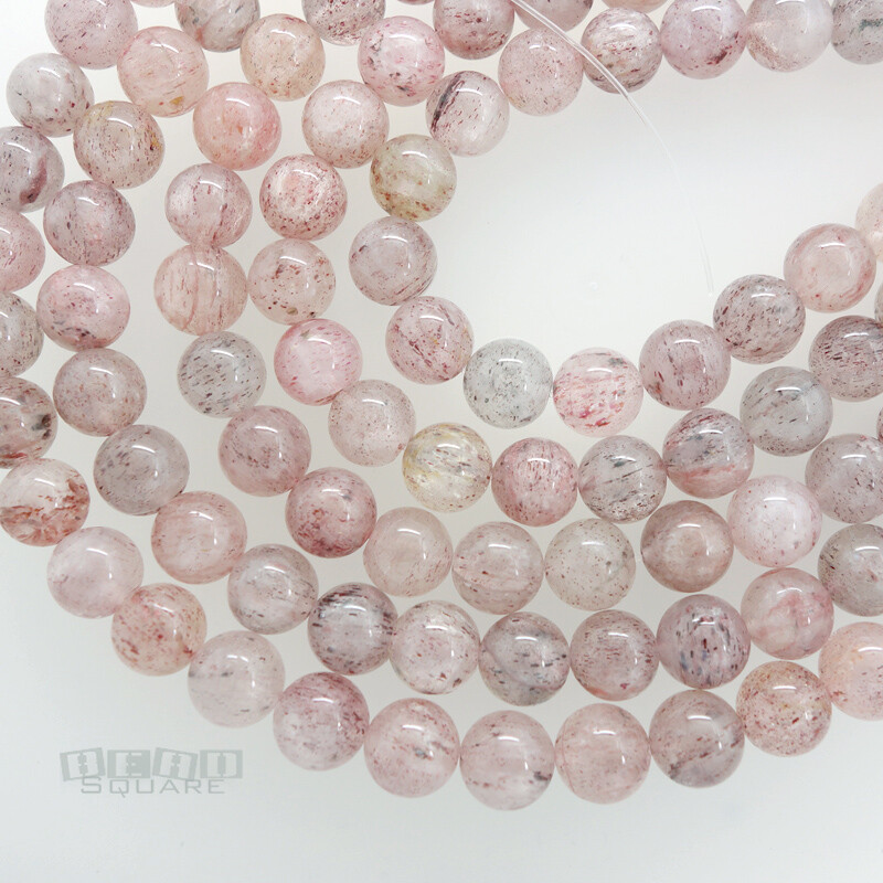15″ Natural Pink Genuine Strawberry Quartz Round Beads approx. 10mm #21147