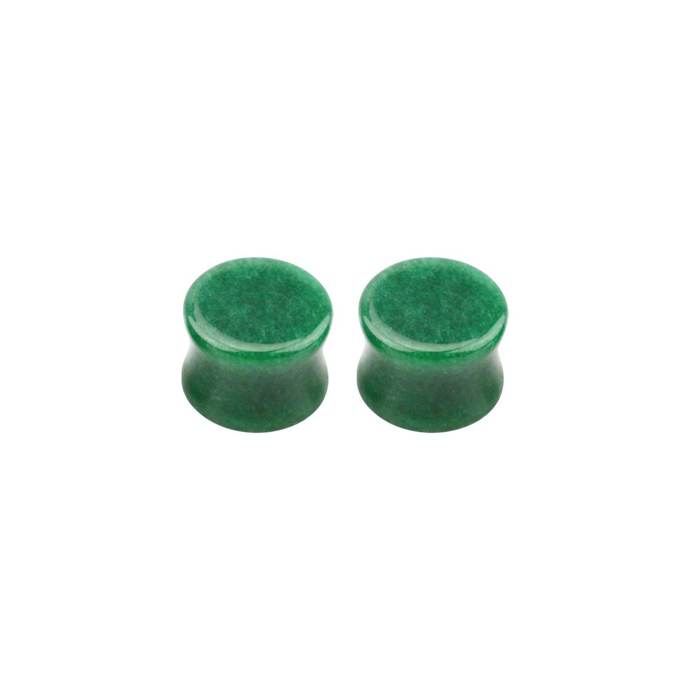 Jade Stone Double Flare Concave Tunnels Ear Gauges Plugs Expanders Piercing Pair