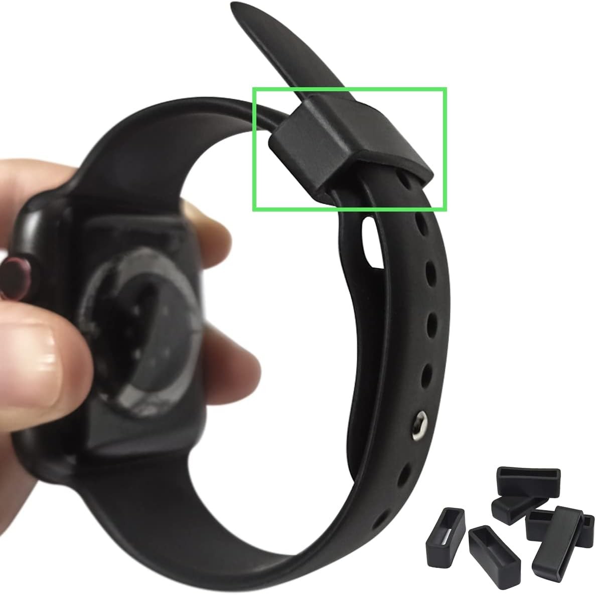 6 Pcs Watch Band Loop Holder Keeper for Resin Belt, Replacement Fastener Rings