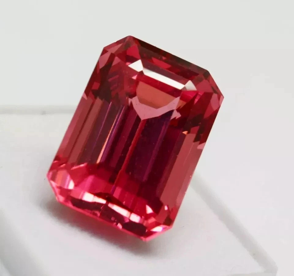 10 Ct Emerald Cut Certified LOOSE GEMSTONE NATURAL PADPARADSCHA SAPPHIRE BEST!