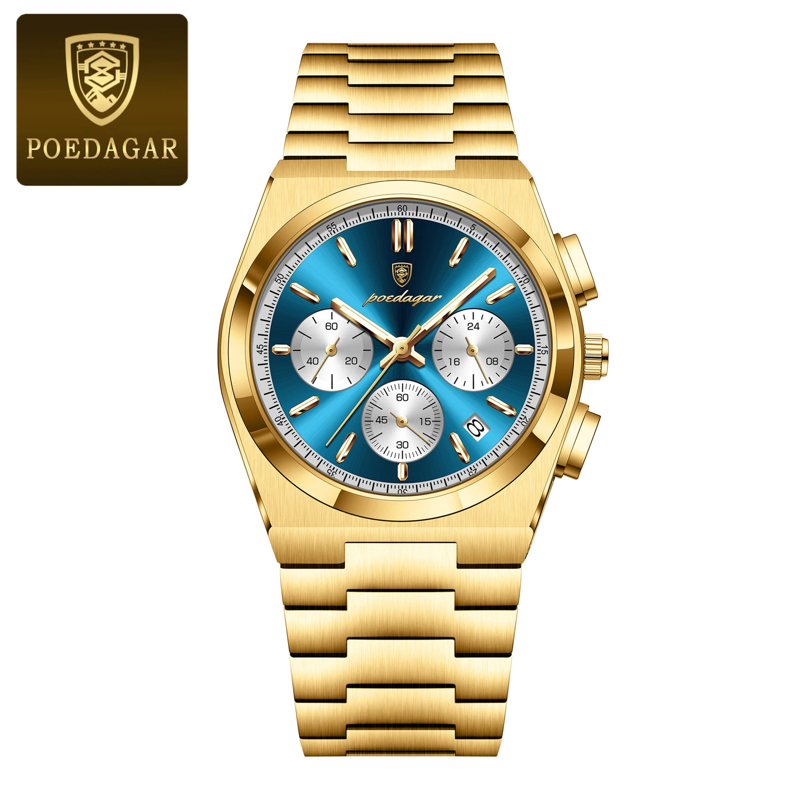 Luxury Man Quartz Chronograph Watch Waterproof Luminous Date 3Bar