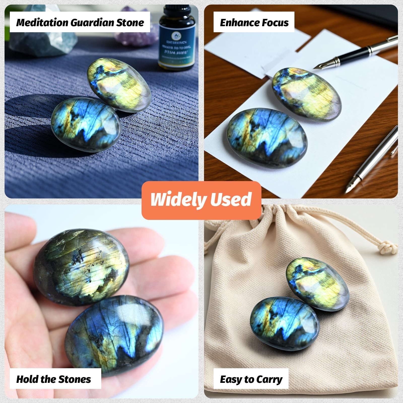 2PCS Labradorite Crystals, Irregular Shaped Gemstone Labradorite Worry Stones…