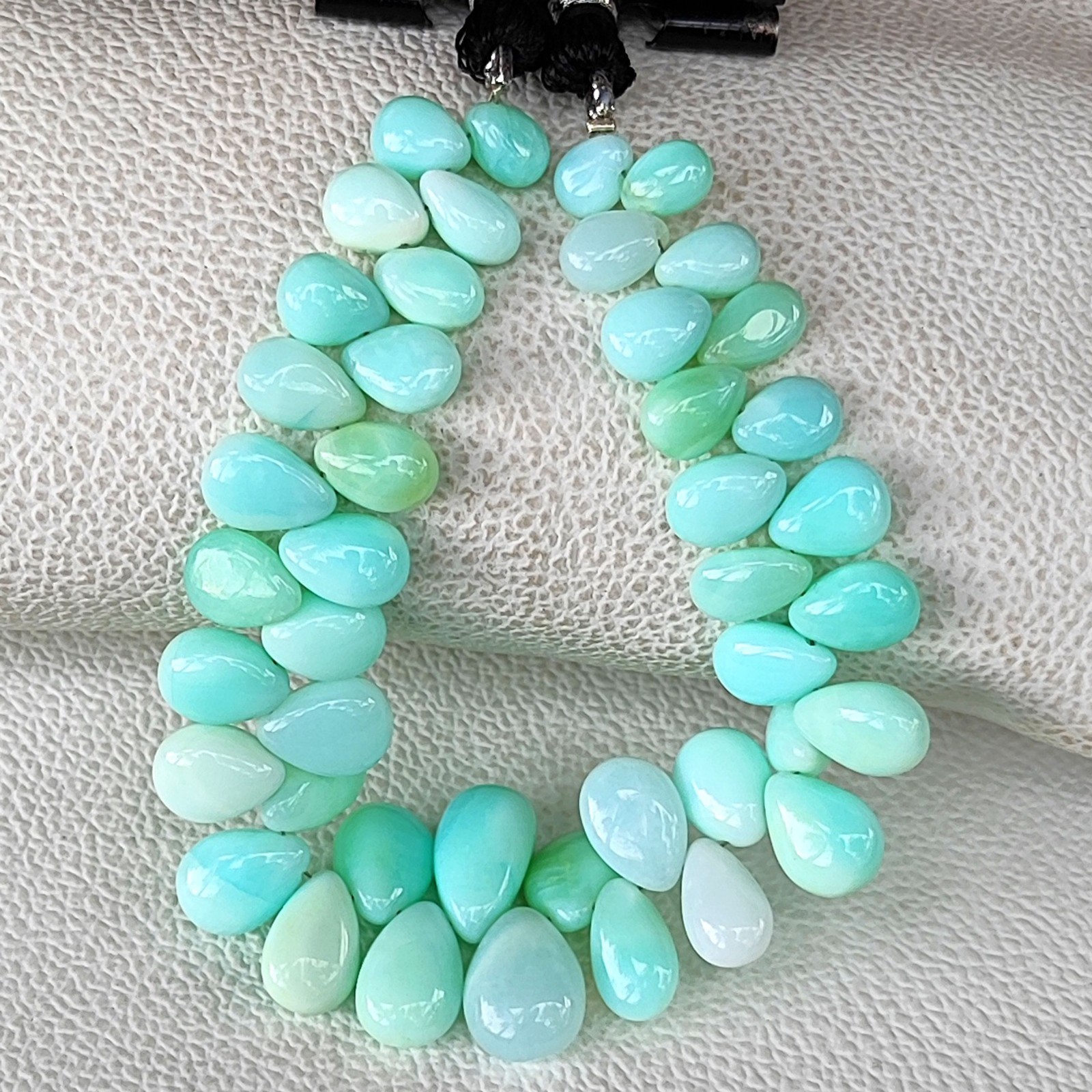 Natural Peru Blue Opal Smooth Pear Shape Beads 7×5-13x9mm Gemstone 7″ Strand