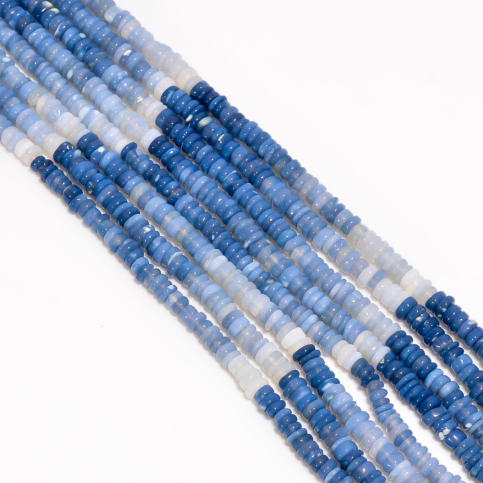 Natural Blue Opal Gemstone Rondelle Shape Smooth Beads 4X4 5X5mm Strand 8″ EB340