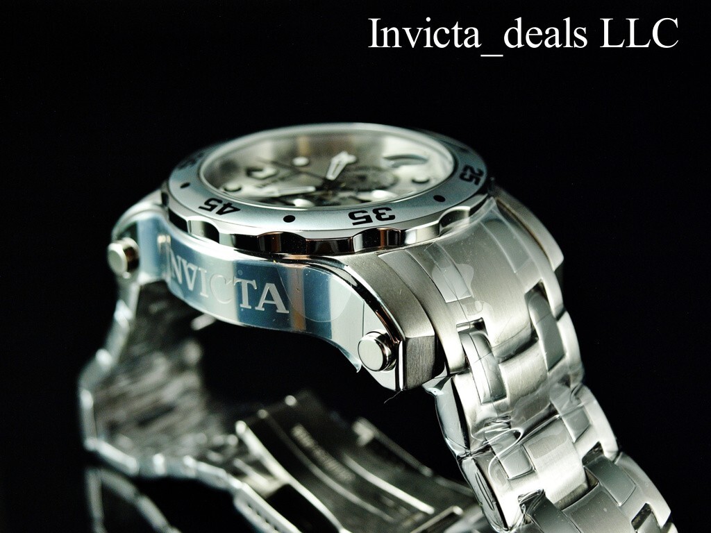 Invicta Men’s 48mm Pro Diver SCUBA Chronograph SILVER DIAL ALL Silver Tone Watch