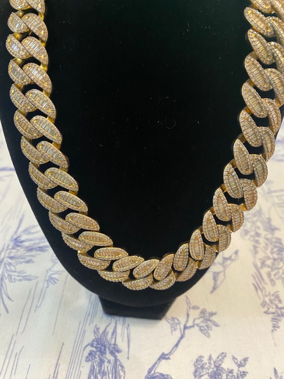 Necklace/Iced-Out Baguette Cuban Link Chain and Bracelet