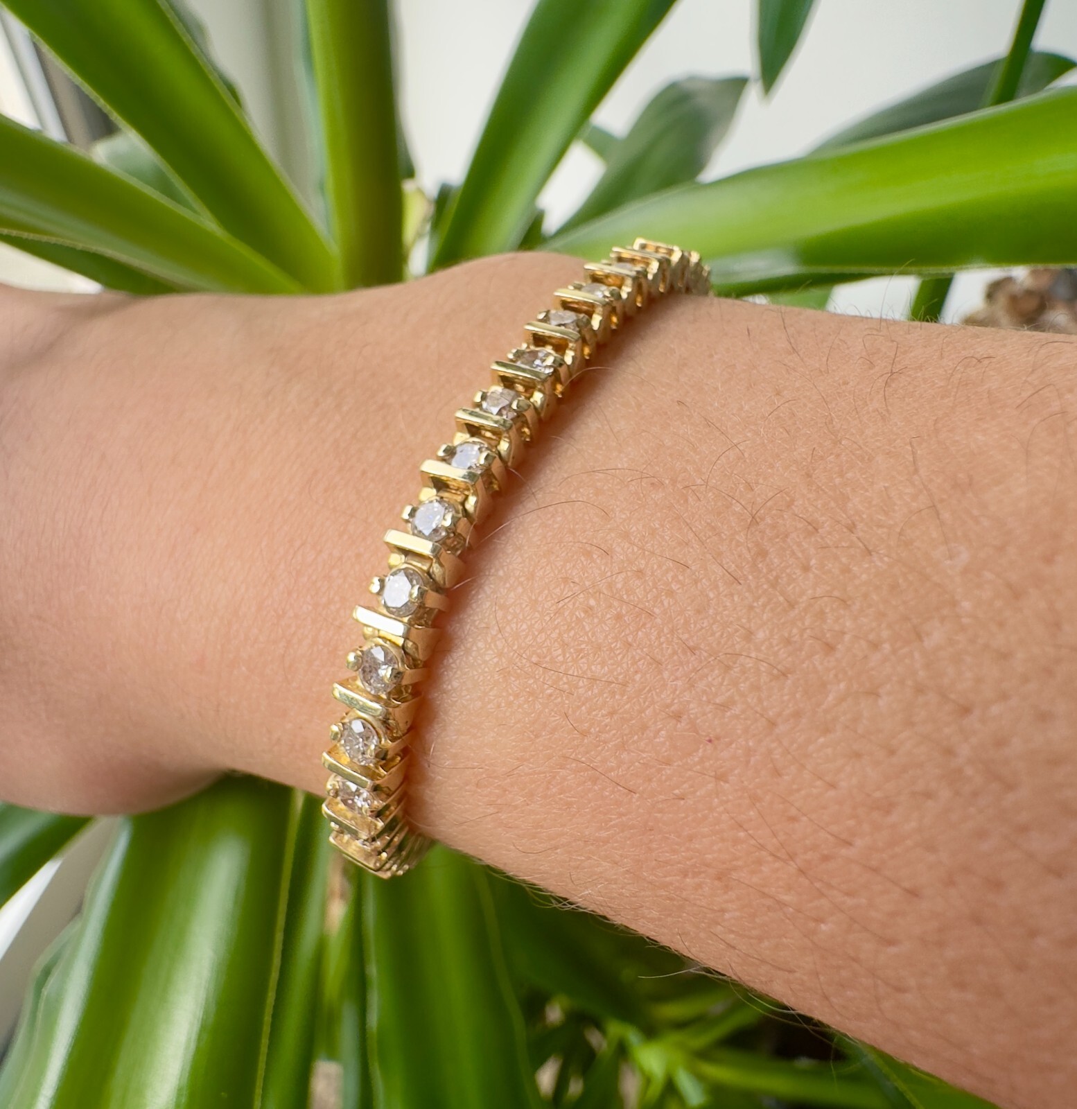 Vintage 3.54CT Diamond Tennis Bracelet in 14K Yellow Gold