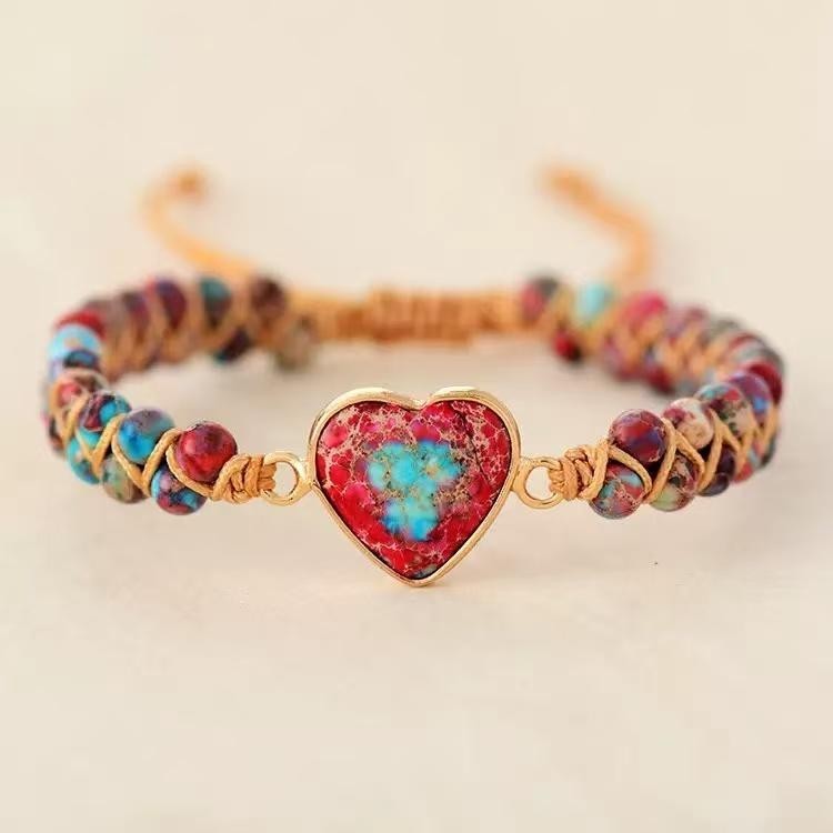 Women Heart Charm Bracelet Woven Handmade Boho Adjustable Friendship Gift Jewel