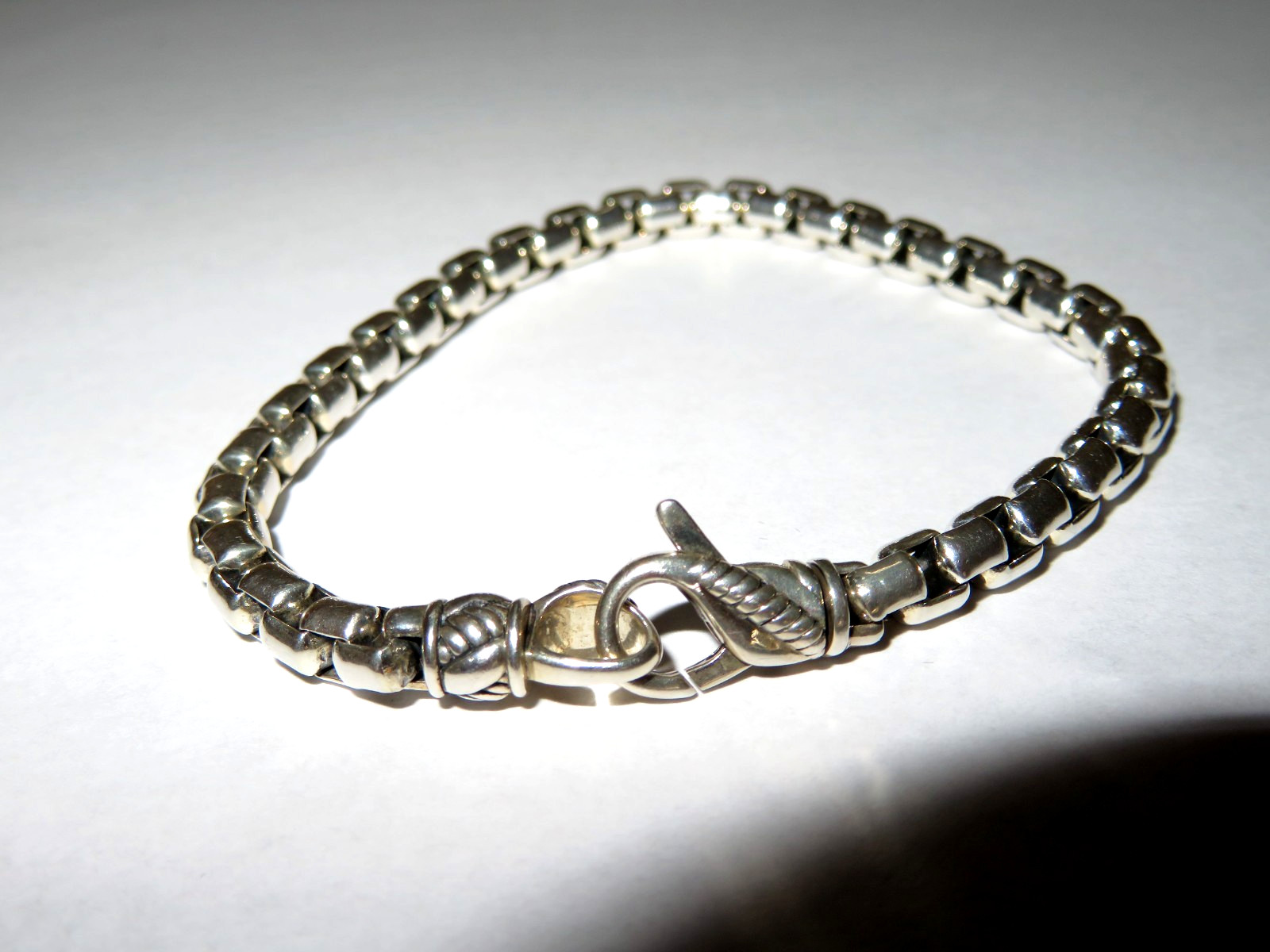 JAI John Hardy 5.3mm Sterling Silver 925 Round Box Chain Bracelet 7.5”