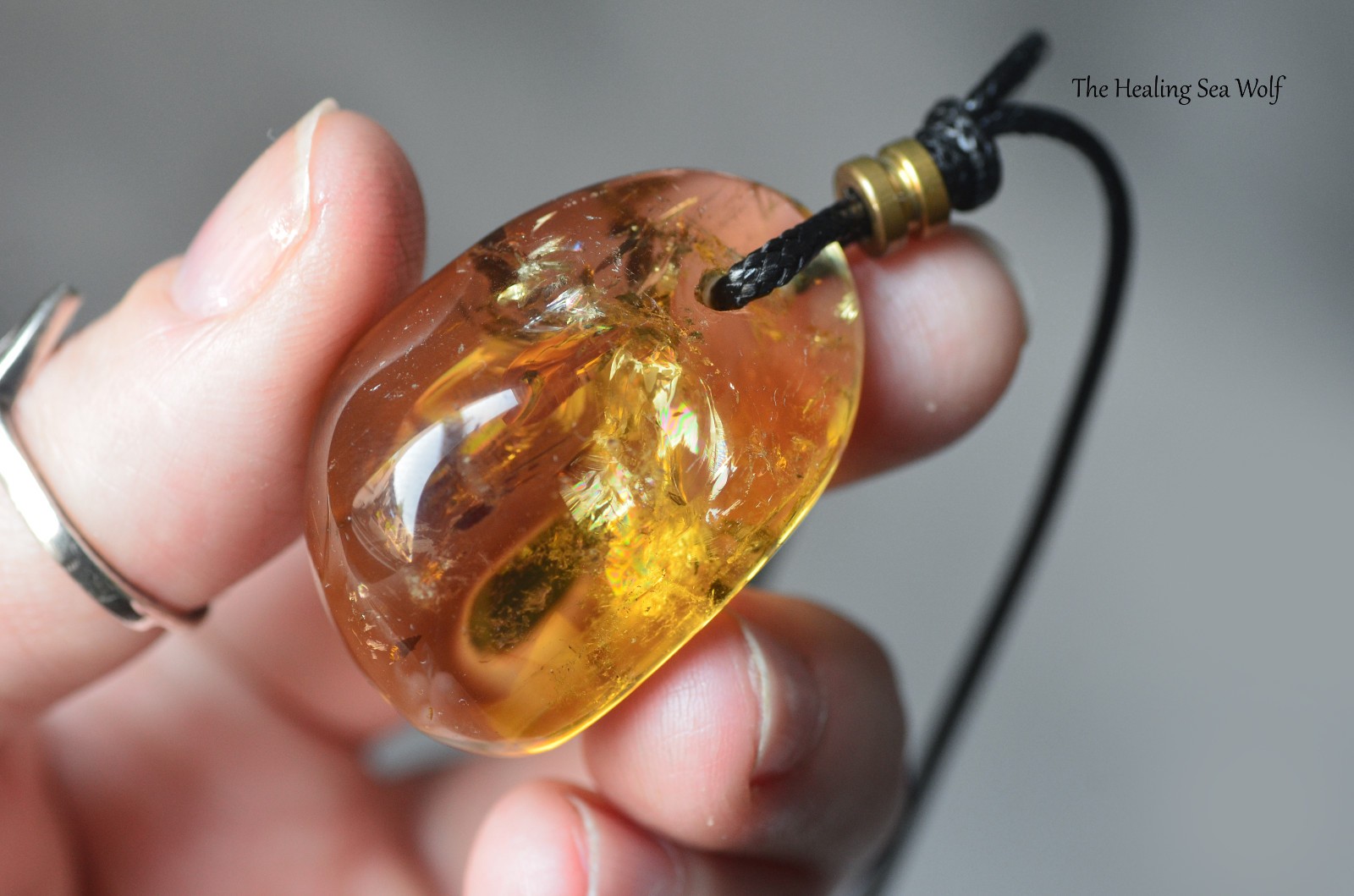 Natural Zambian Citrine Necklace with Rainbows Super Attractor Manifestation