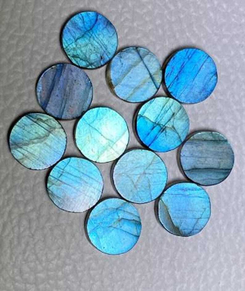 Top Quality Natural Labradorite Flat Round Cabochon Coin loose gemstone 6mm-20mm