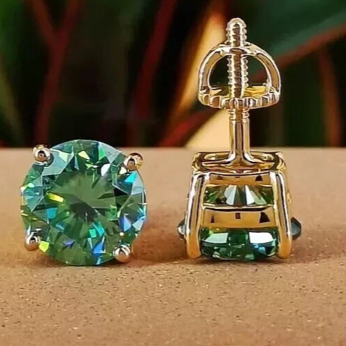 5.00 Ct Blue Round Diamond Treated Studs Earrings in 925 Silver