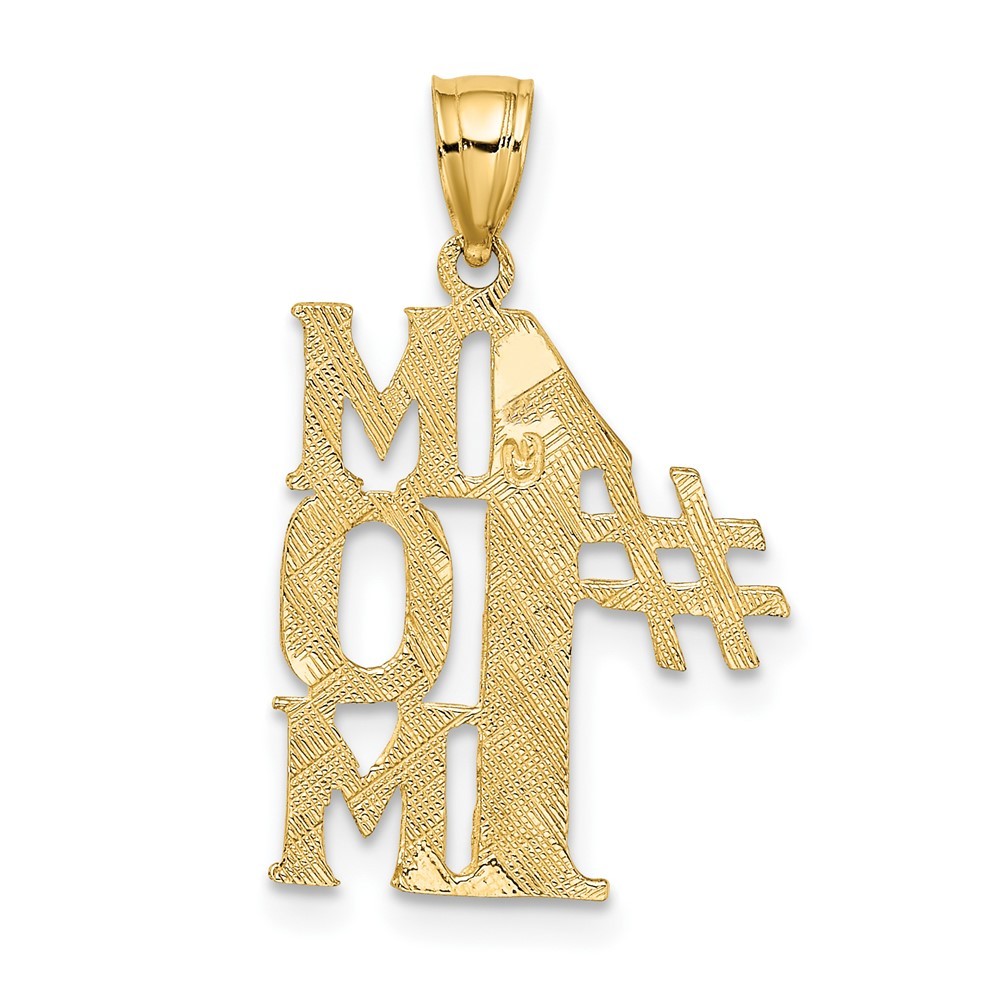 10K Yellow Gold #1 MOM Vertical Charm Pendant 0.82g