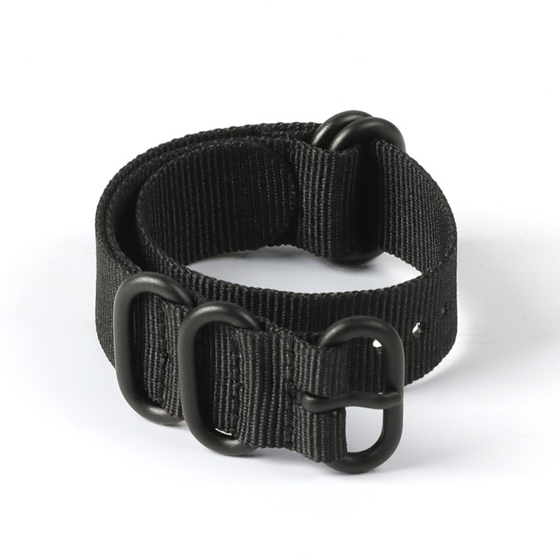 Quality One Piece Thicked Nylon Canvas Watch Band Strap 18/20/22/24mm Five-ring