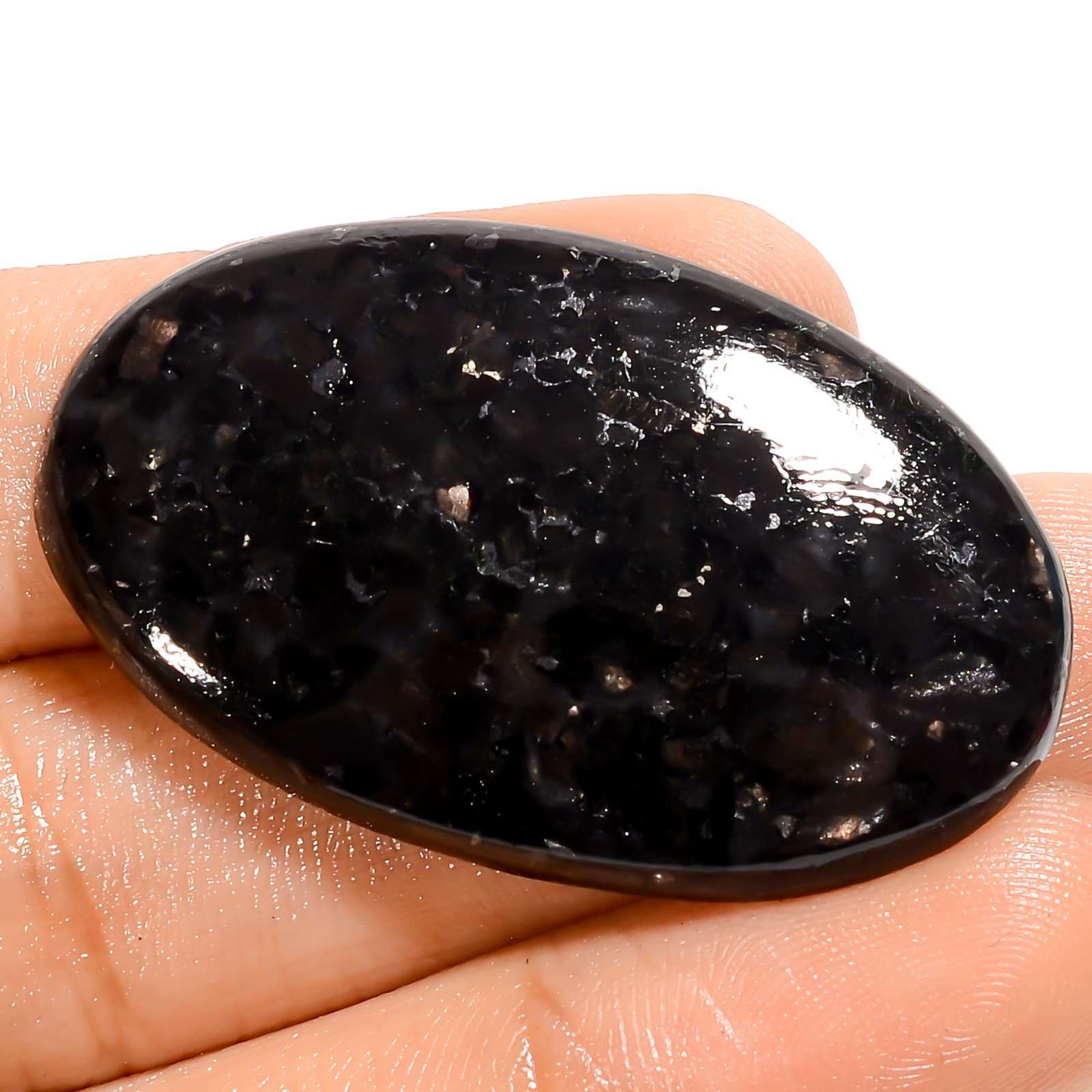 100% Natural Golden Nuummite Oval Cabochon Gemstone 45.5 Ct. 40X24X5 mm A-35938