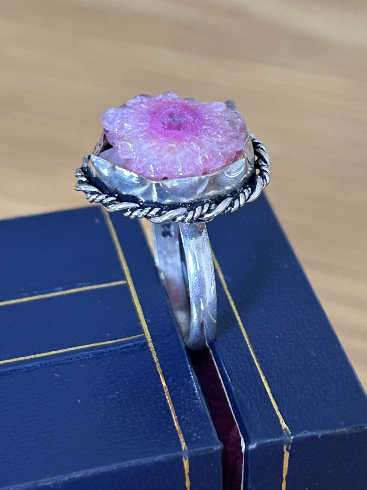925 Silver‑plated cocktail ring size P 1/2