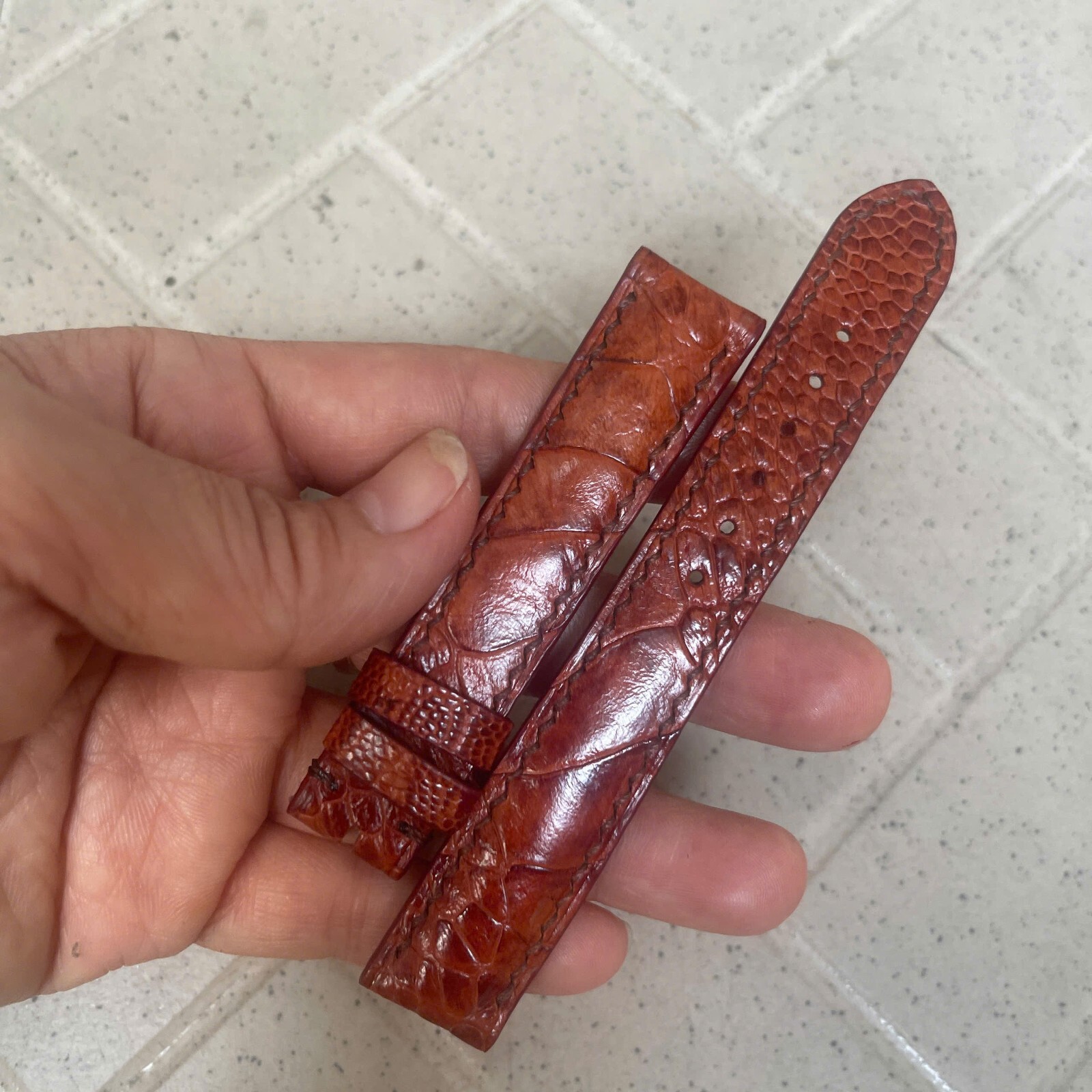 26m 24mm 22mm 21mm 20mm 19mm 18mm 16mm Red Brow Ostrich Leather Watch Strap Band