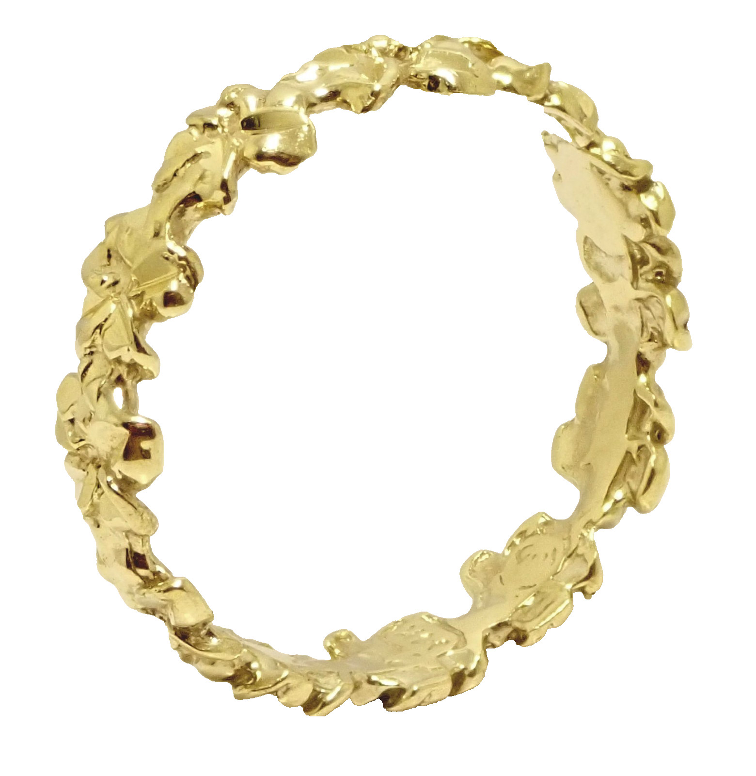 Size 5 Hawaiian Plumeria Lei Solid 14K Yellow Gold Women’s Ring 4.3 mm Handmade