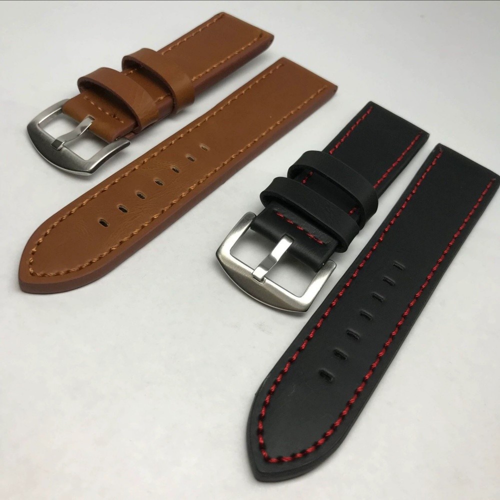 Simple Luxury Genuine Cowhide Leather Watch Band Strap 18mm-24mm Optional