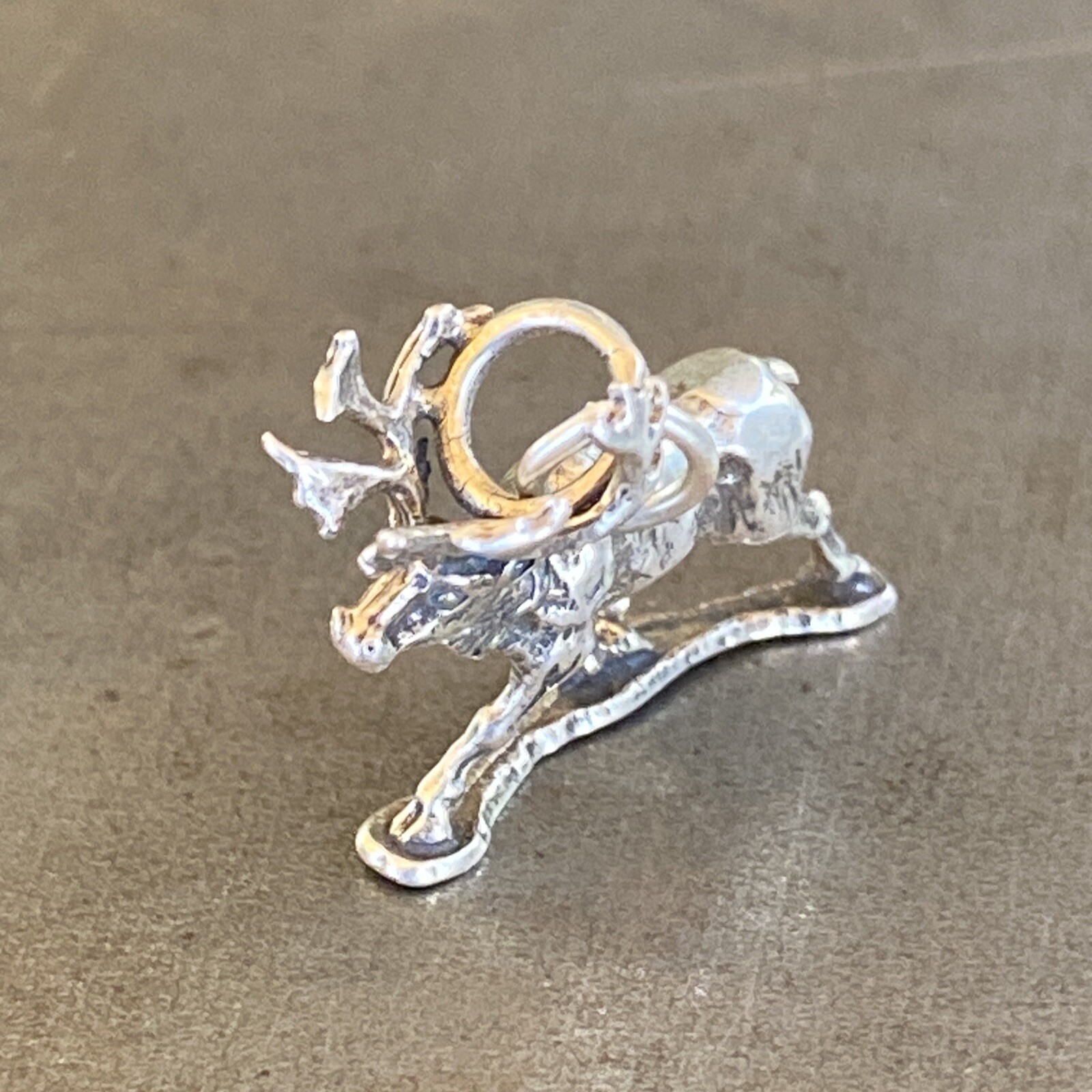Sterling Silver Solid 3D Caribou Reindeer Elk Deer Stag Charm Pendant
