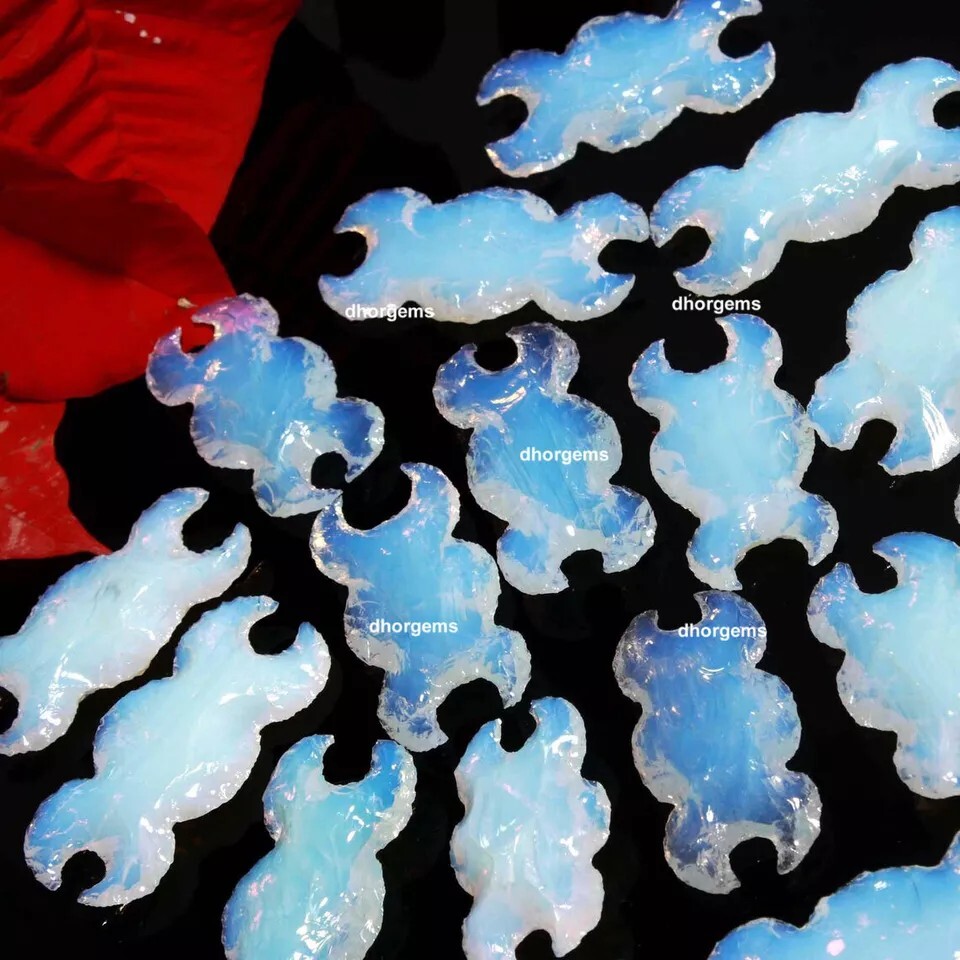 Opalite Double Moon Carving Healing Pendant Metaphysical Jewelry