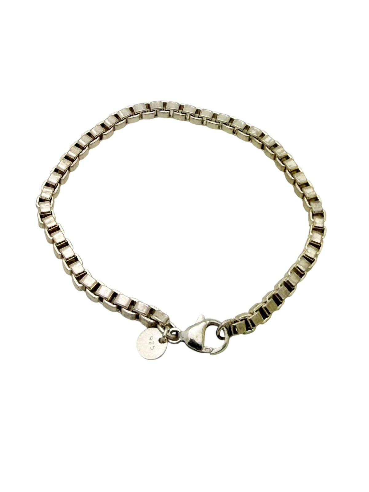 Tiffany & Co. Sterling Silver Venetian Box Chain Link Bracelet 7 1/2″ – Pouch