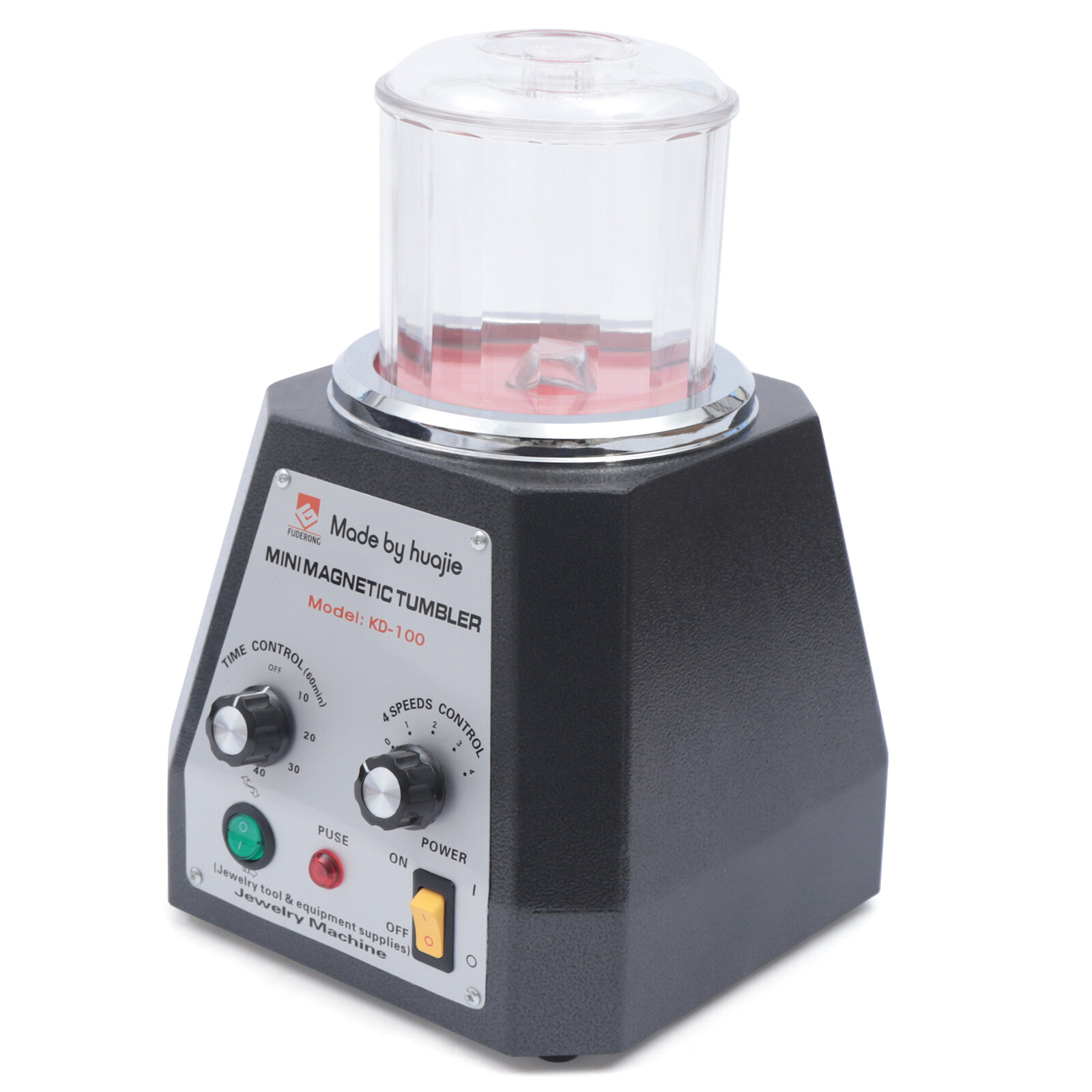 Mini Magnetic Tumbler 100mm Jewelry Polisher Finisher Machine Time Control USA