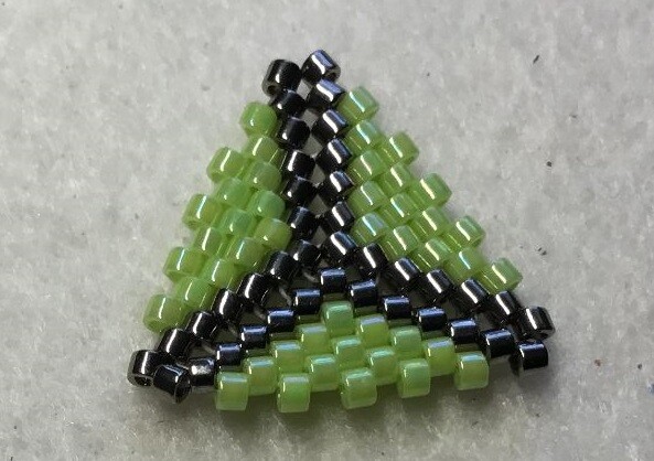 Beaded Triangle 3D Post Earrings Handmade with Miyuki Glass Delica Beads Y Patte