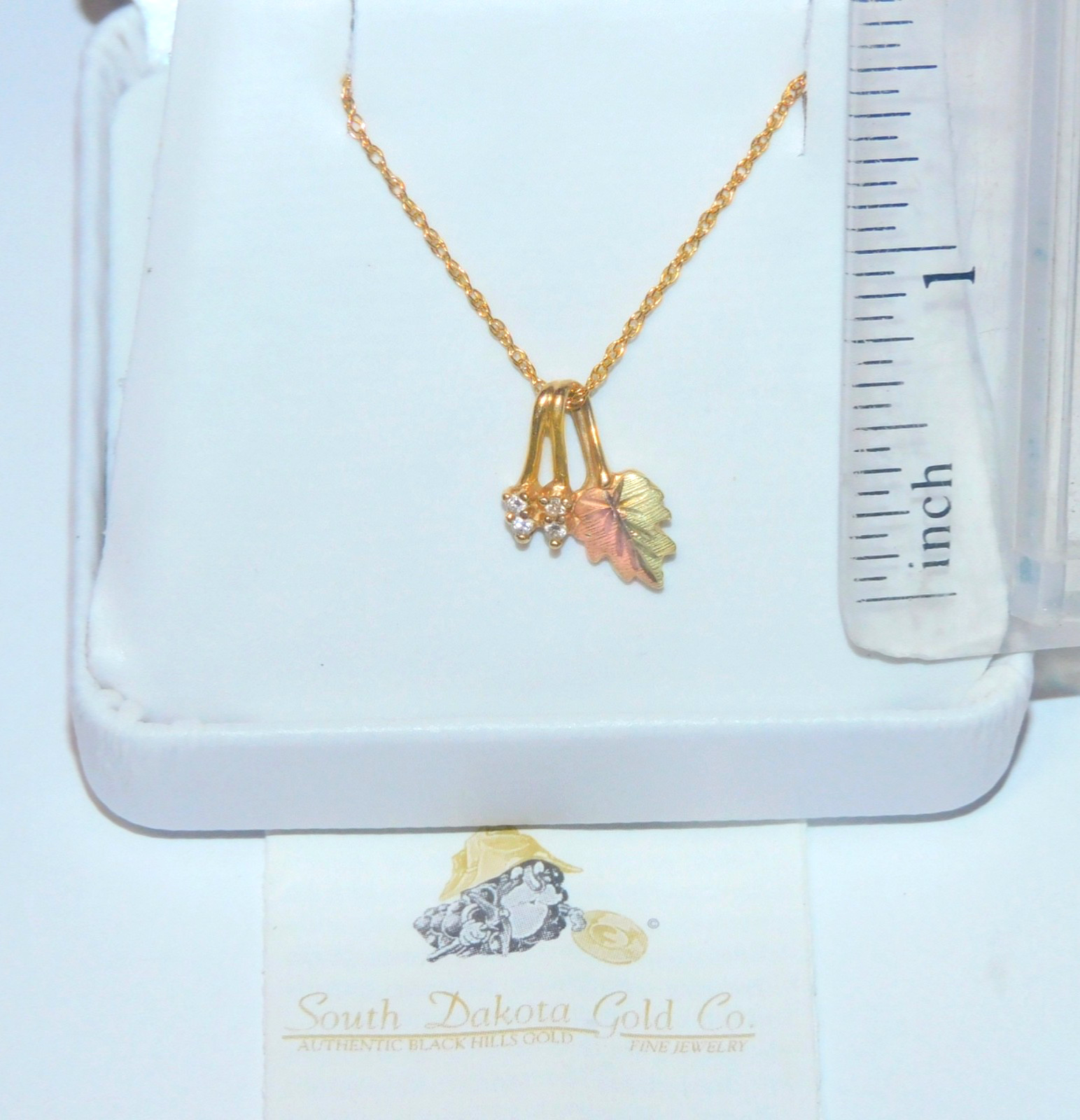 Black Hills Gold 10k Four Stone Diamond Pendant Necklace