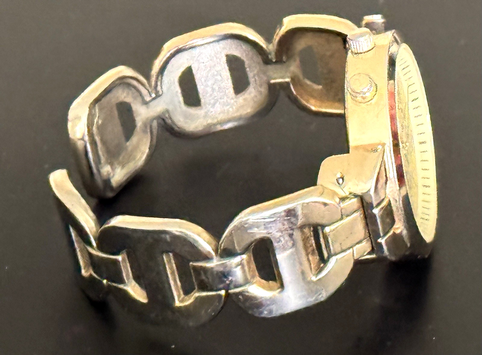 Accutime Watch Corp Women’s Gold Tone Cuff Bracelet Wrist Watch- Needs Battery