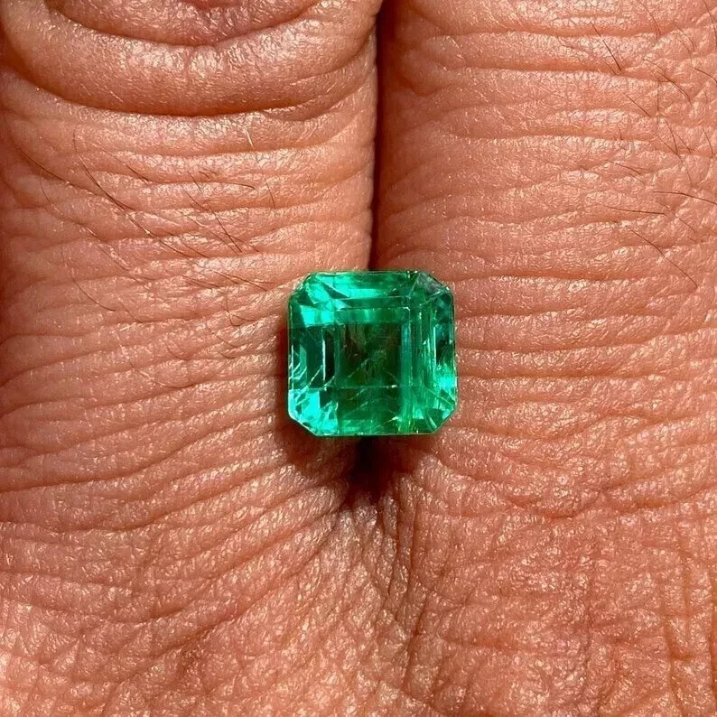 Natural Green Colombian Emerald Asscher Cut 9×9 MM Loose Untreated Gemstone A+